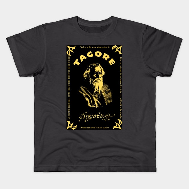 Rabindranath Tagore Kids T-Shirt by Exile Kings 